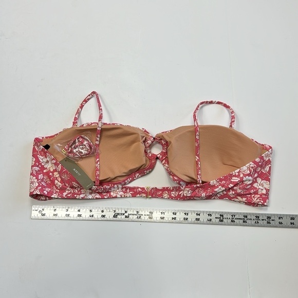 J. Crew O-Ring Bandeau Bikini Top Women's Plus 3X Pink Tossed Floral New BH555 - Picture 5 of 13